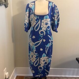 Farm Rio XL tropical groove Blue Floral Women's Dress